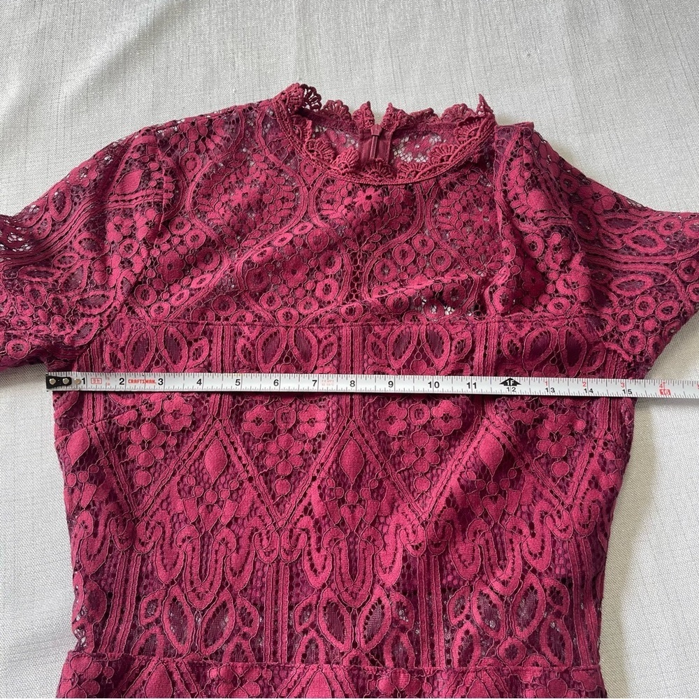 Lulu’s Remarkable Burgundy Lace Sheath Dress. Size XS - Picture 8 of 16